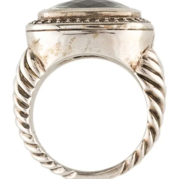 DAVID YURMAN STERLING SILVER 925 PARASIOLITE & DIAMOND ALBION RING - Picture 6 of 6